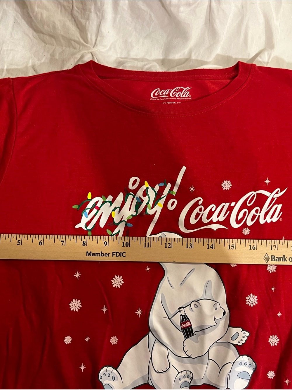 Coca-Cola Red Holiday Polar Bear Tee with White Snowflake Print - Picture 5 of 8